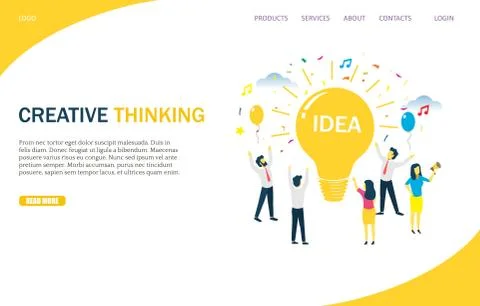 Creative thinking vector website landing page design template Illustrazione stock
