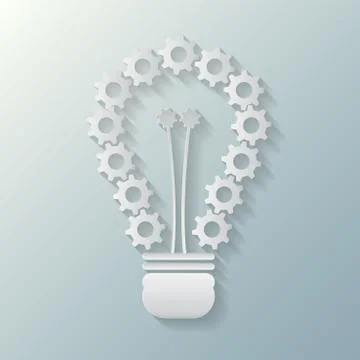 Creative thinking.Light Bulb which has gears.Vector illustrations Stock Illustration