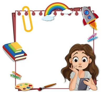 Creative Thoughts Frame with Pensive Girl Stock Illustration