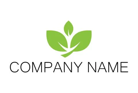 Creative Three Green Leaf Nature Logo Design Concept	 Stock Illustration