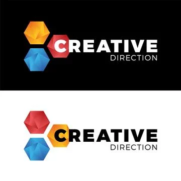 Creative three Hexagon honeycomb comet logo bright, multicolor entertainment Stock Illustration