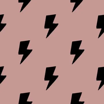 Creative thunder backdrop seamless pattern. Black lightning bolts. Thunderbol Ilustración de archivo