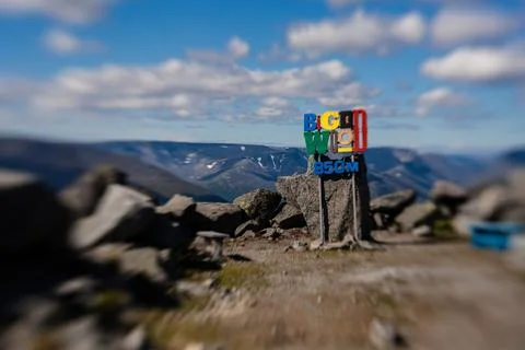 Creative tilt-shift view of Kirovsk in the Khibiny Mountains, Murmansk Region Stock Photos