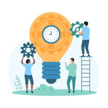 Creative time management ideas, workflow setup, tiny people customize clock in 스톡 일러스트
