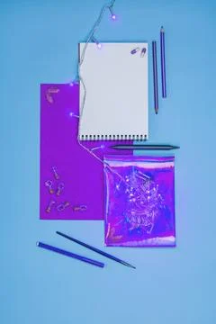 Creative tools and accessories in Memphis style. Memphis geometry style top v Stock Photos