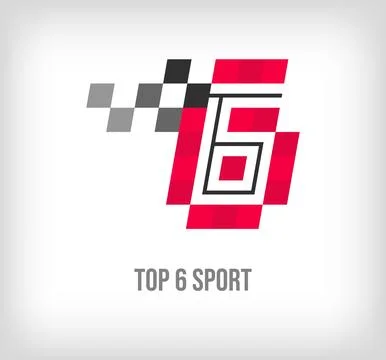 Creative top 6 racing and sports logo. Stock Illustration