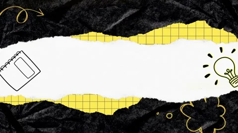 Creative Torn Paper Animation Black, Yellow, and White Aesthetic Background Stock Footage 305089110