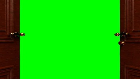 Creative transition. Opening door in empty room with chromakey. Design templa 스톡 일러스트