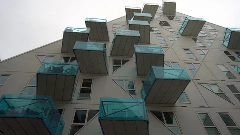 Creative traveling shot inside Isbjerget in Aarhus Ø Stock Footage 128980307