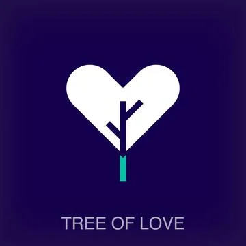 Creative tree and heart combination sign logo. Stock Illustration