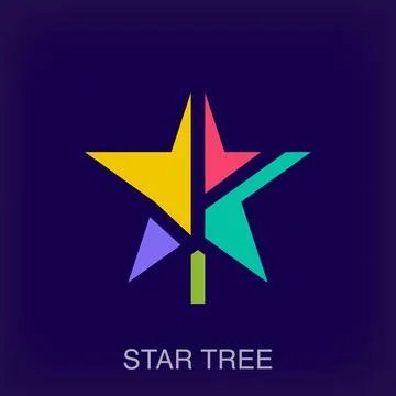 Creative tree and star combination sign logo. Stock Illustration
