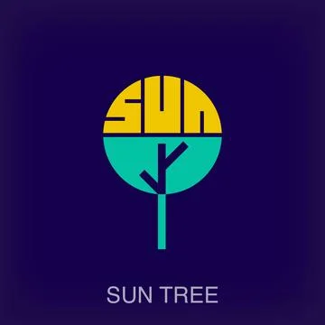 Creative tree and sun combination sign logo. Stock Illustration