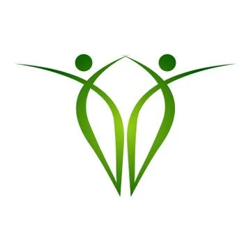 Creative tree colored hands logo template. People tree unity emblem for kids Stock Illustration