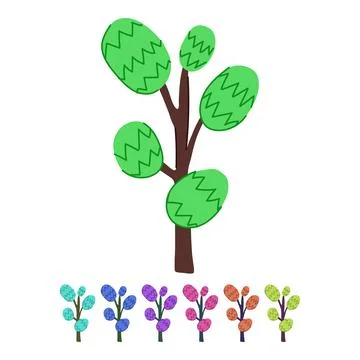 Creative tree doodle flat vector cartoon graphic イラスト素材