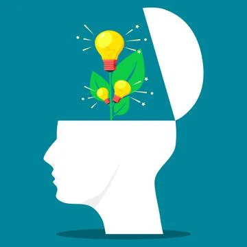 The creative tree is in the head. The concept of growth and creativity. vecto Stock Illustration