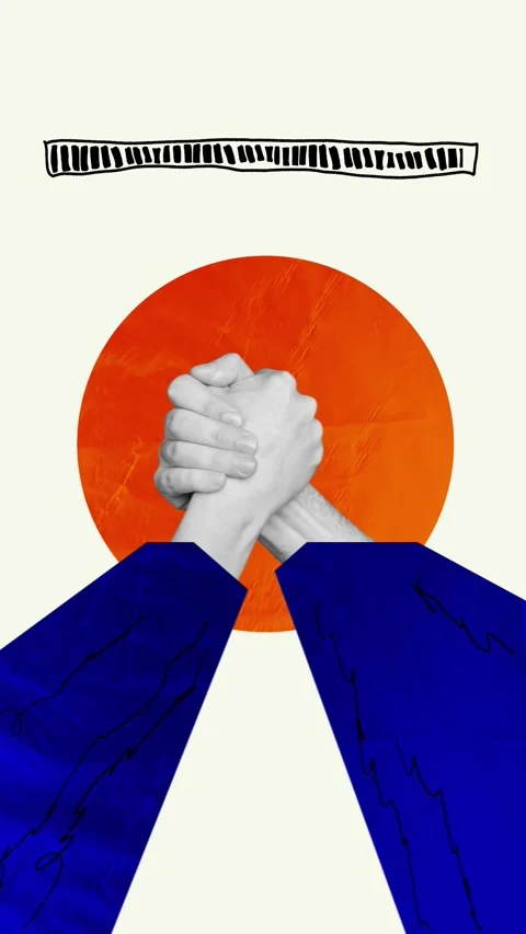 Creative trend motion collage video of hands show handshake gesture loading Stock Footage 311503914