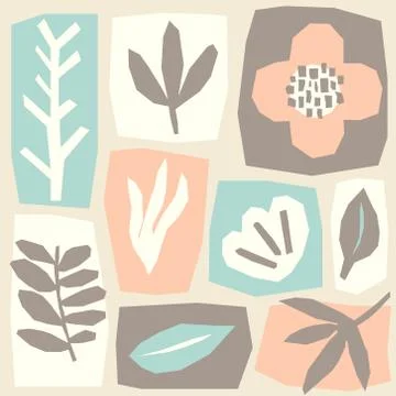 Creative trendy abstract paper cut out collage elements background Stock Illustration