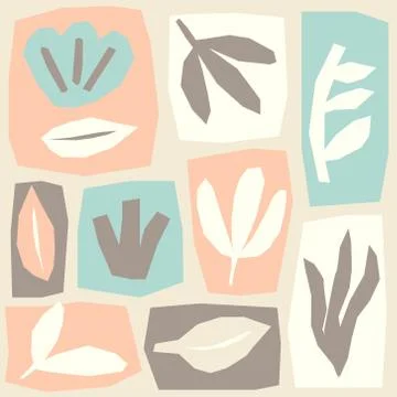 Creative trendy abstract paper cut out collage elements background Stock Illustration