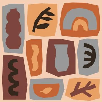 Creative trendy abstract paper cut out collage elements background Illustrazione stock