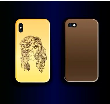 Creative, trendy design of smartphone case. Gold print and brown print case d Stock Illustration