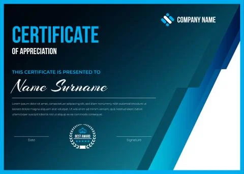 Creative trendy multipurpose vector eps certificate template design Illustrazione stock