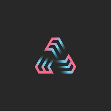 Creative triangular logo formed by three letters EEE, futuristic geometric fr Ilustración de archivo