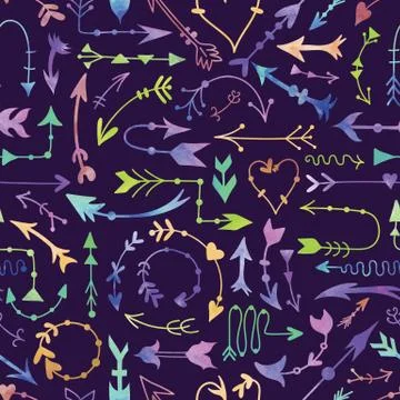 Creative Tribal Vector Pattern with Arrows Stock Illustration