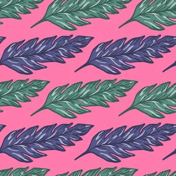 Creative tropical foliage seamless pattern on pink background. Abstract leave Stock Illustration
