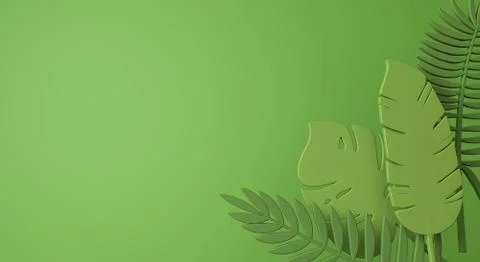 Creative tropical jungle leaf minimal background. 3D Render Illustrazione stock