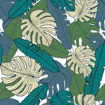 Creative tropical pattern, botanical leaf seamless pattern. Stock Illustration