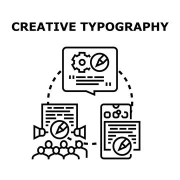 Creative typography concept developing content design for different platforms Stock Illustration