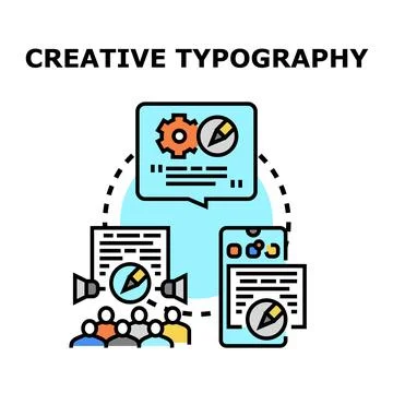 Creative typography concept developing content design for different platforms Illustrazione stock