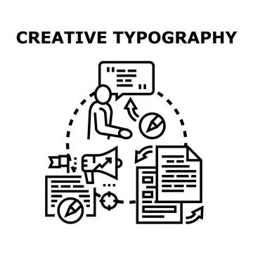 Creative typography design process and development concept Stockillustratie