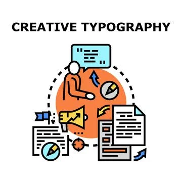 Creative typography design process and development concept Stock Illustration