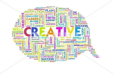 Creative typography inside speech bubble, idea and concept Stock Illustration