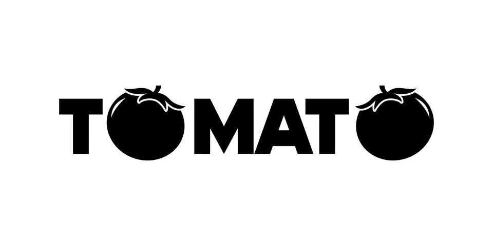 Creative Typography of Tomato Featuring Tomato Silhouettes as Letters Illustrazione stock