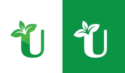 Creative U Alphabet Nature Logo Design Concept 스톡 일러스트