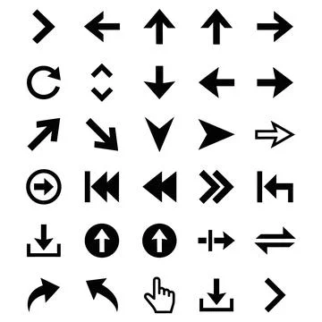 Creative UI Navigation Arrow Bundle Silhouette and Vector Illustration Stock-Illustration