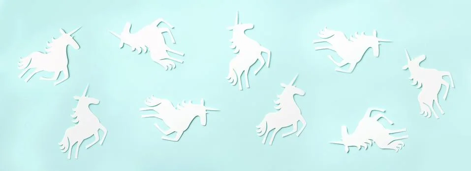 Creative unicorn pattern on blue background. Abstract art texture Minimal Stock Photos