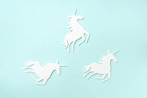 Creative unicorn pattern on blue background. Abstract art texture Minimal Stock Photos