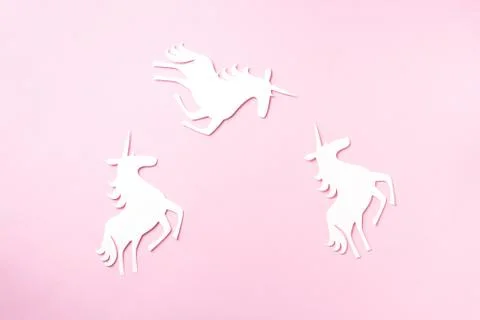Creative unicorn pattern on pink background. Abstract art texture Minimal Stock Photos
