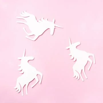 Creative unicorn pattern on pink background. Abstract art texture Minimal Stock Photos