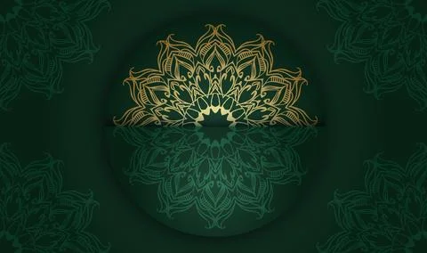 Creative unique gradient green color mandala art  background design premium Stock Illustration