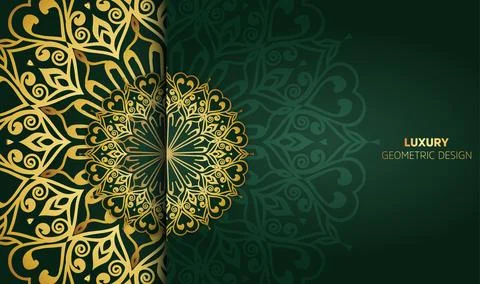 Creative unique green gradient golden colors mandala background design Stock-Illustration