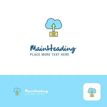 Creative Uploading on cloud  Logo Design. Flat color Logo place for Tagline.  Stock Illustration
