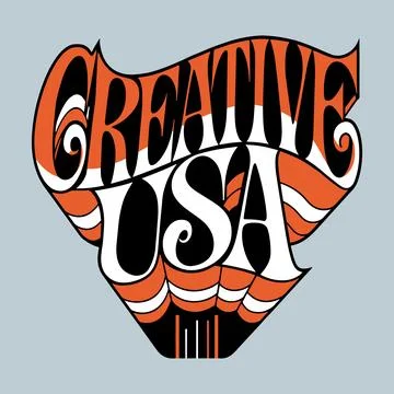 Creative usa typography retro style lettering with orange and white Stock Illustration
