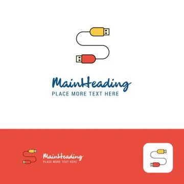 Creative USB cable Logo Design. Flat color Logo place for Tagline. Vector Ill 스톡 일러스트