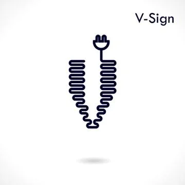 Creative V- letter icon abstract logo design vector template Stock Illustration