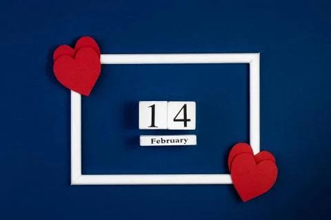 Creative Valentine Day romantic composition with photo frame Stock Photos