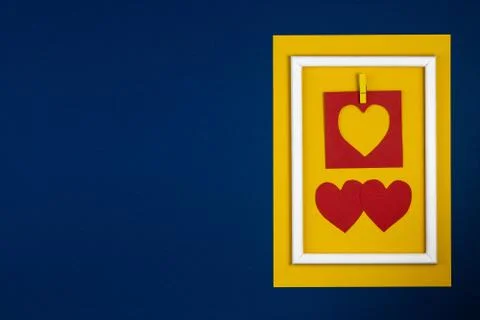 Creative Valentine Day romantic composition flat lay top view. Stock Photos